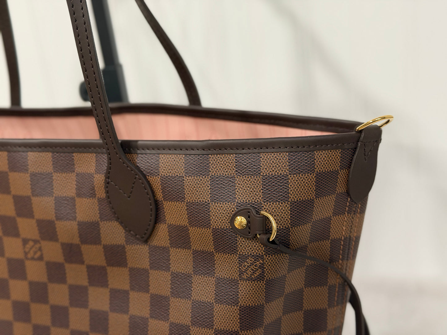 Louis Vuitton Neverfull MM Braided Damier Ebene Rose Quartz