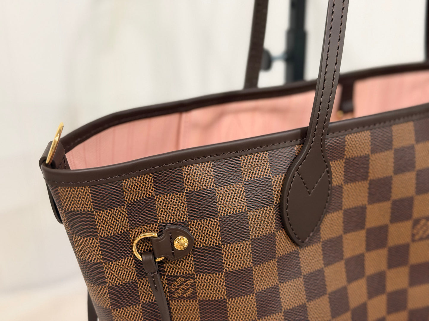 Louis Vuitton Neverfull MM Braided Damier Ebene Rose Quartz