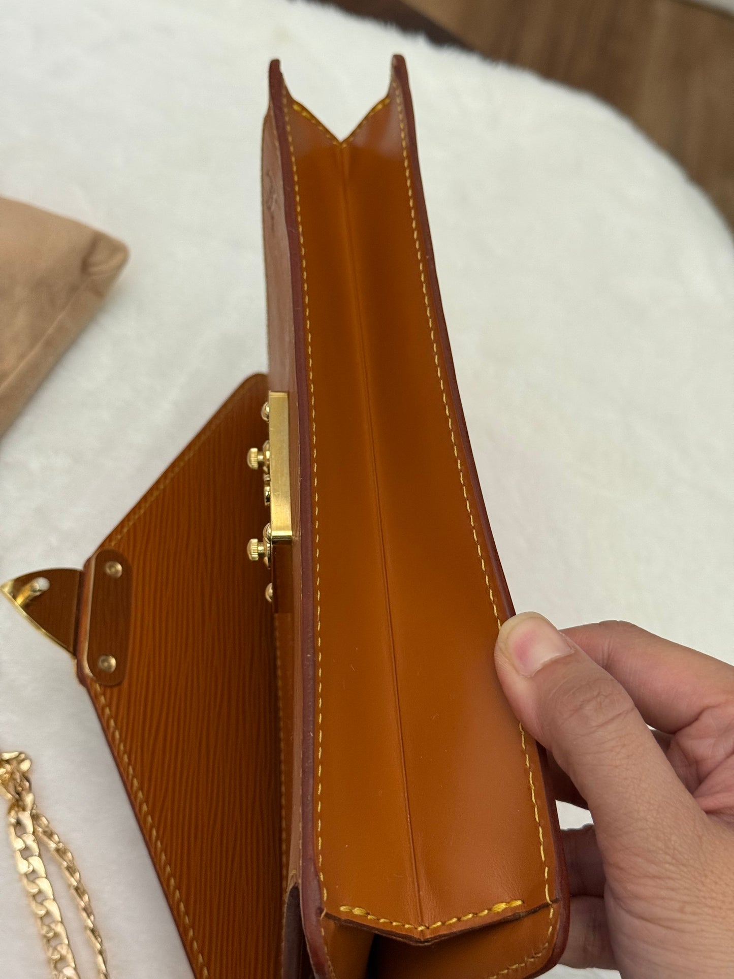 Louis Vuitton Sellier Dragonne Epi Clutch/Pochette Light Brown