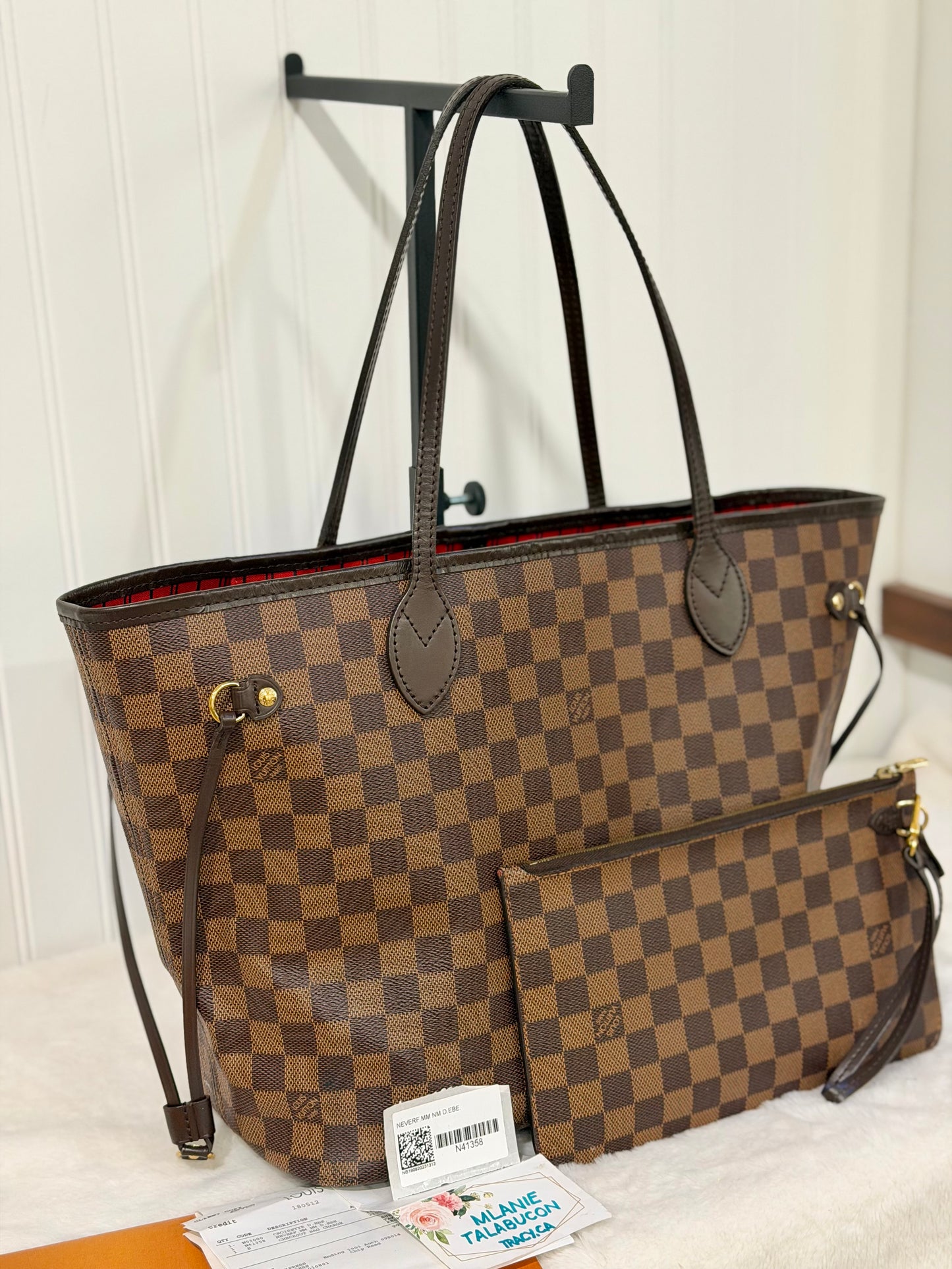 Louis Vuitton Neverfull MM DE Set (Bag and Pouch)