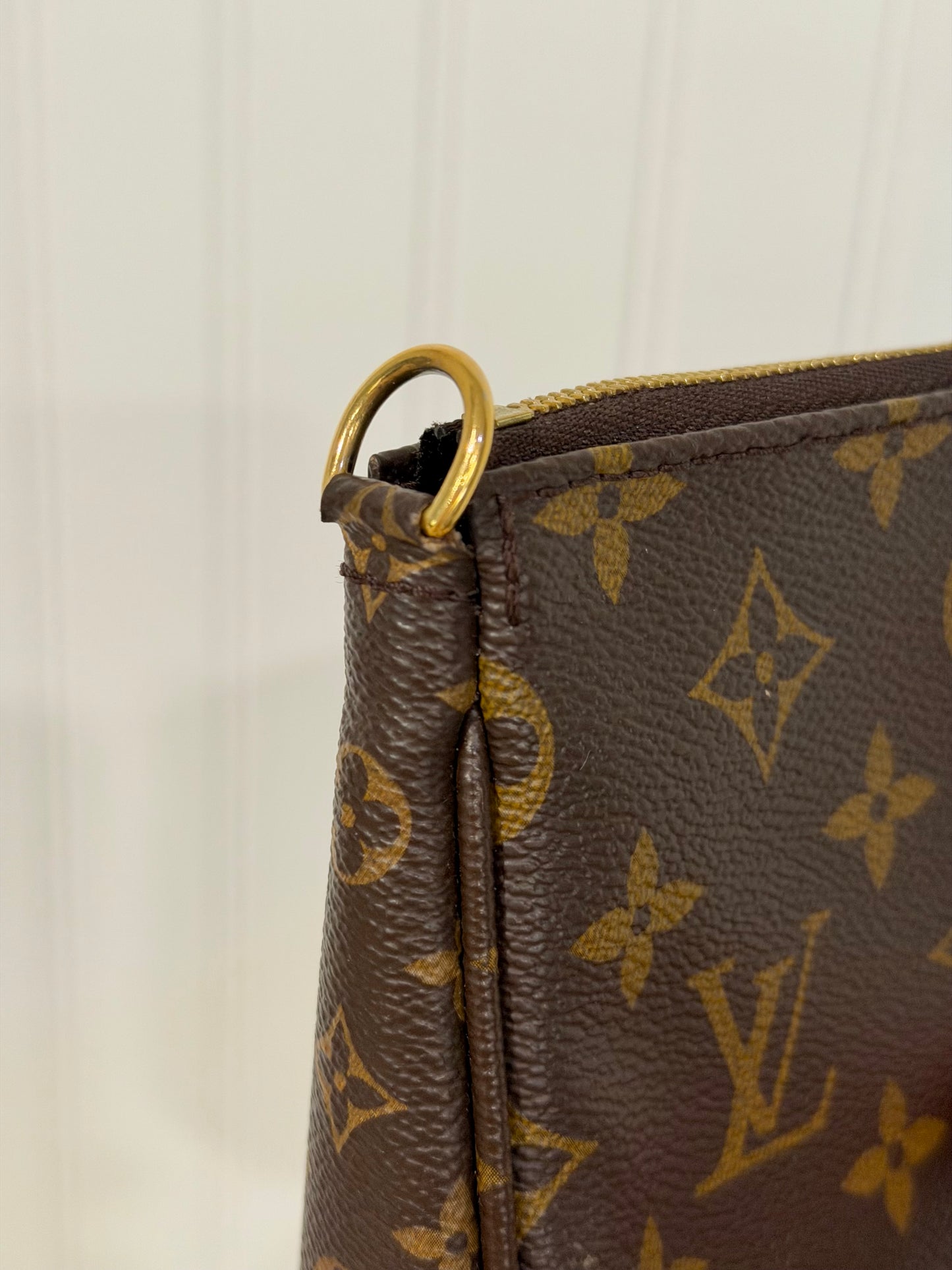 Louis Vuitton Multi Pochette Mono with Pink/Rose Adjustable Jacquard Strap