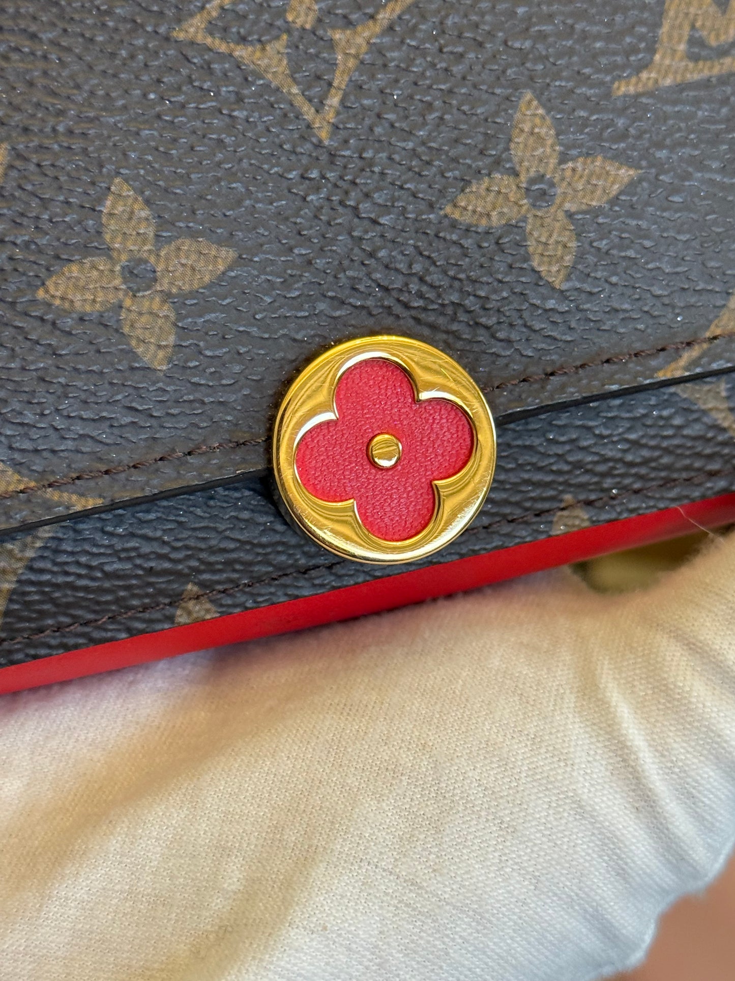 Louis Vuitton Flore Small/Compact Mono with Red Leather Wallet