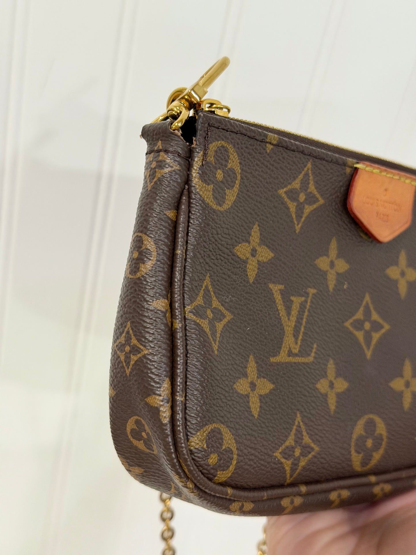 Louis Vuitton Multi Pochette Mono with Pink/Rose Adjustable Jacquard Strap