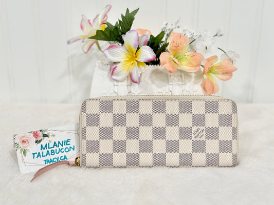 Louis Vuitton Clemence Damier Azur Rose Ballerine Wallet