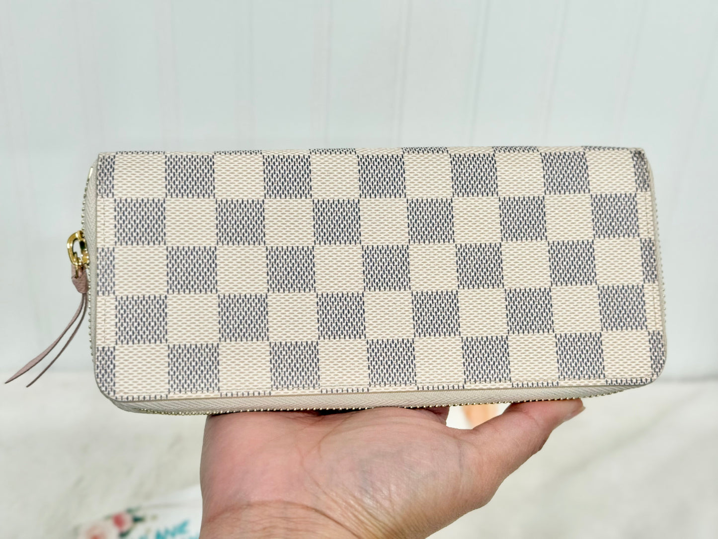 Louis Vuitton Clemence Damier Azur Rose Ballerine Wallet