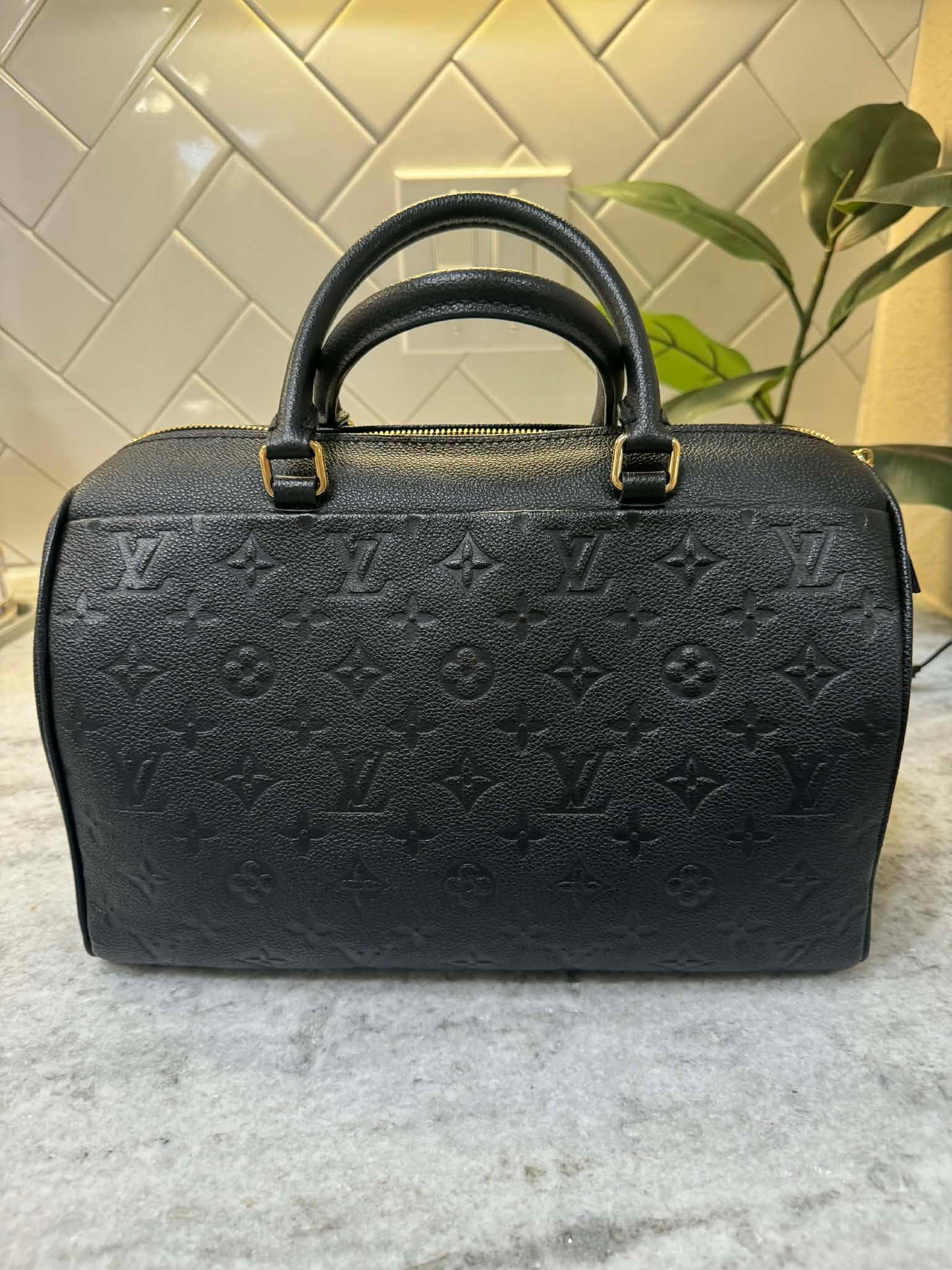 Louis Vuitton Speedy 30 Bandouliere Mono Empreinte Black