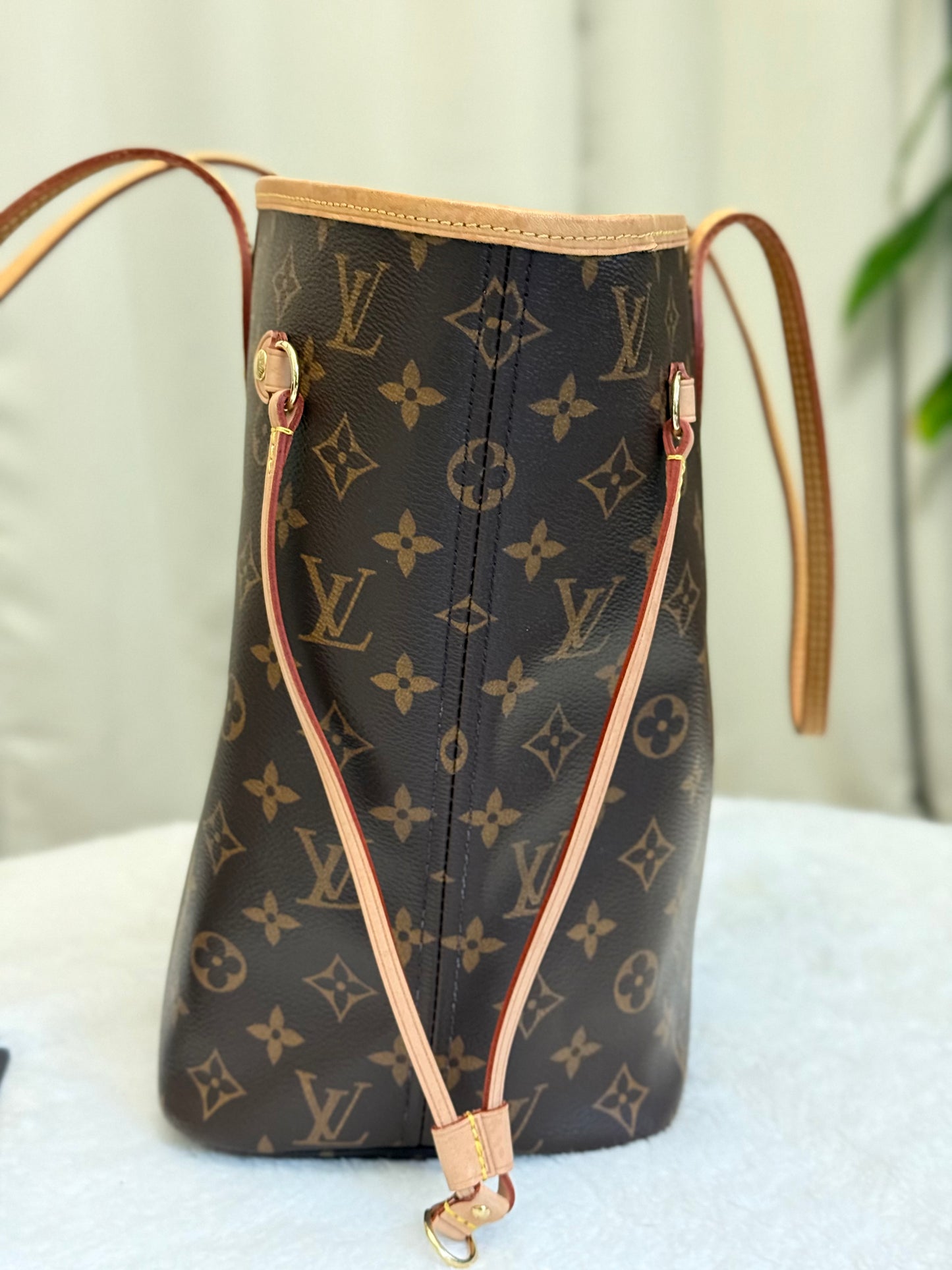 Louis Vuitton Neverfull MM Mono Cherry Bag and Pouch