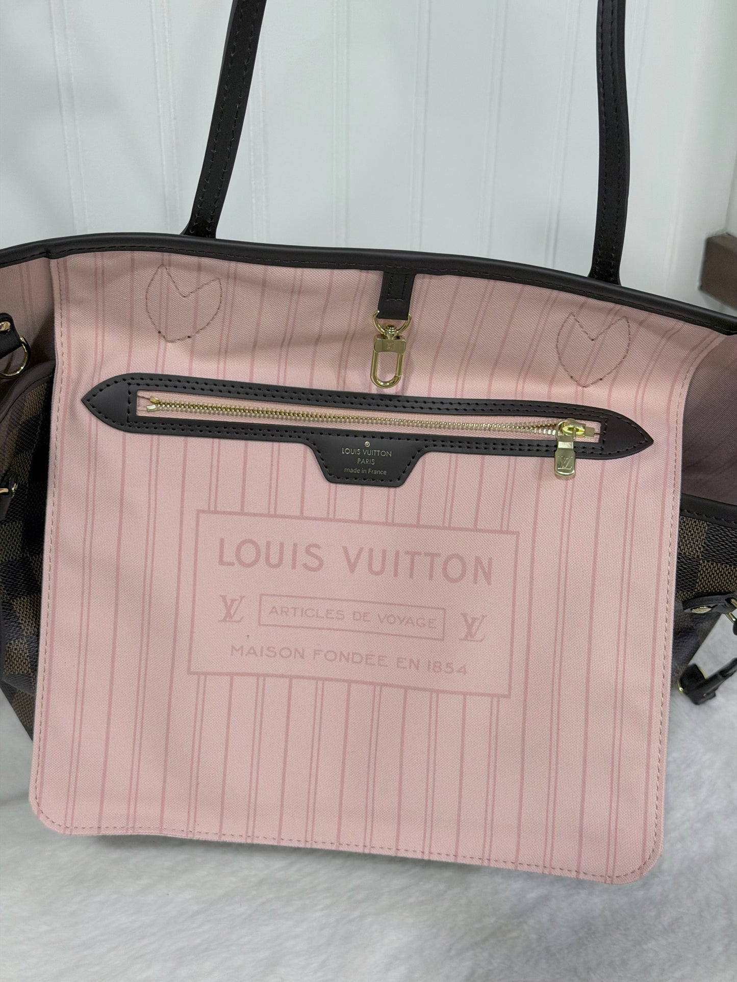Louis Vuitton Neverfull MM Braided Damier Ebene Rose Quartz