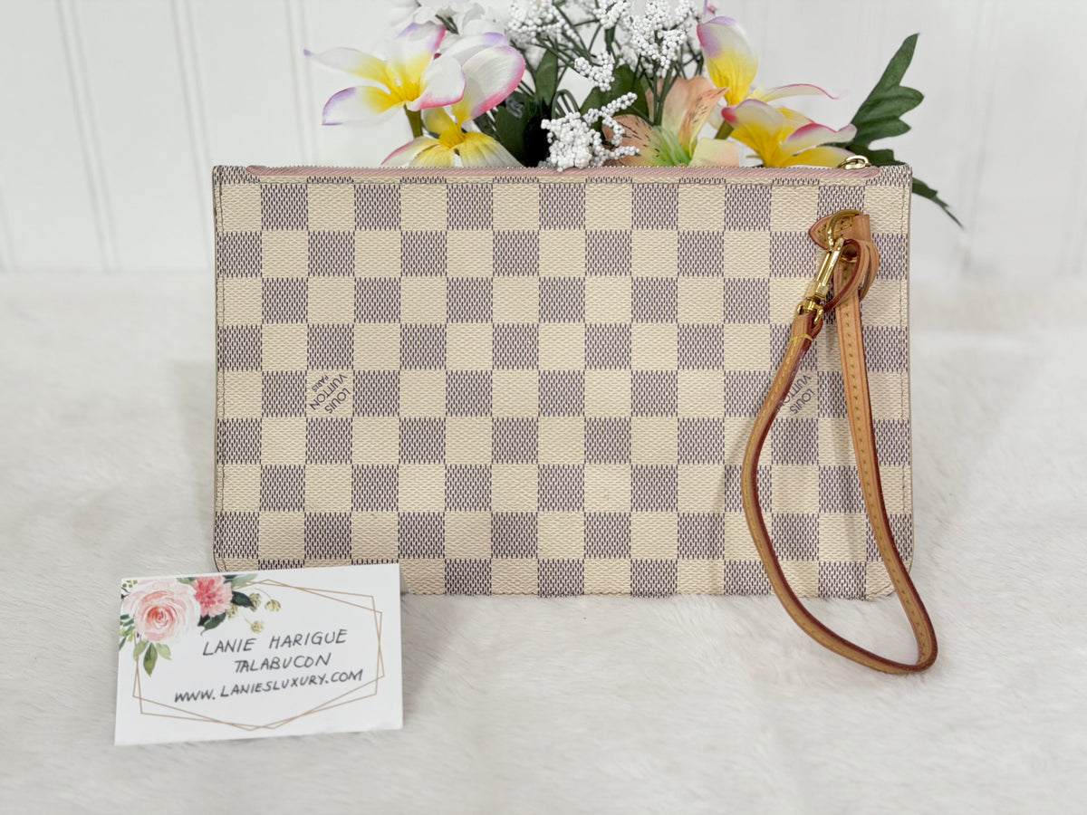 Louis Vuitton Neverfull MM/GM Damier Azur Rose Ballerine Pouch