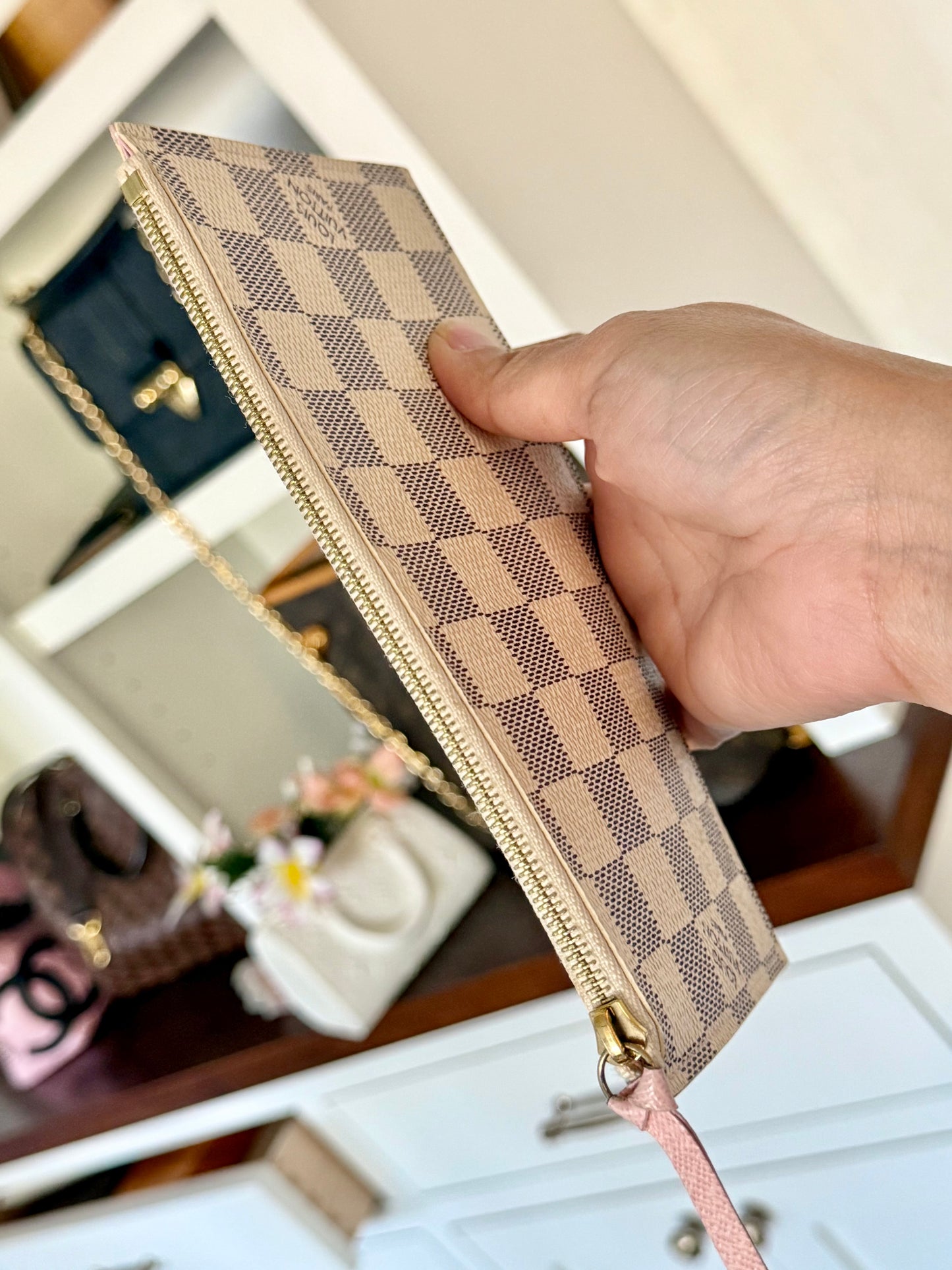 Louis Vuitton Pochette Felicie Damier Azur Rose Ballerine