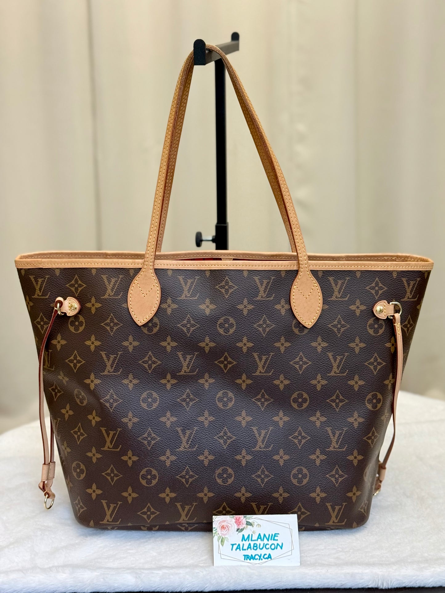 Louis Vuitton Neverfull MM Mono Cherry Bag and Pouch
