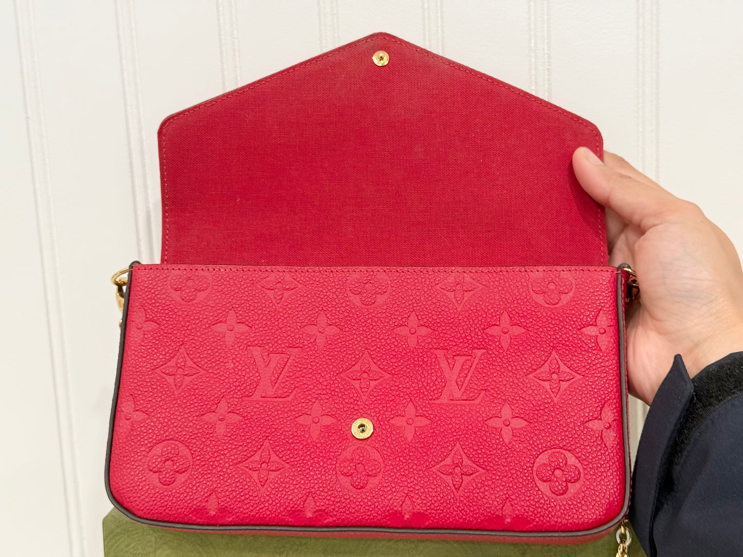Louis Vuitton Felicie Pochette Mono Empreinte Scarlet Red