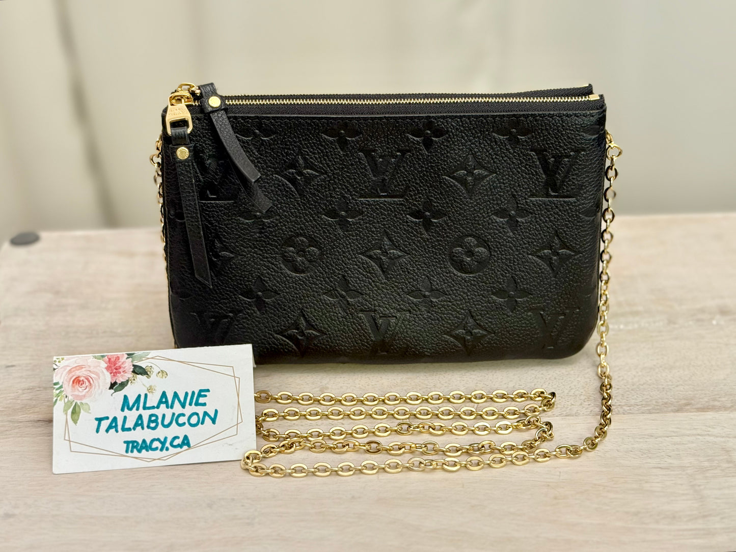 Louis Vuitton Double Zip Pochette Black Empreinte