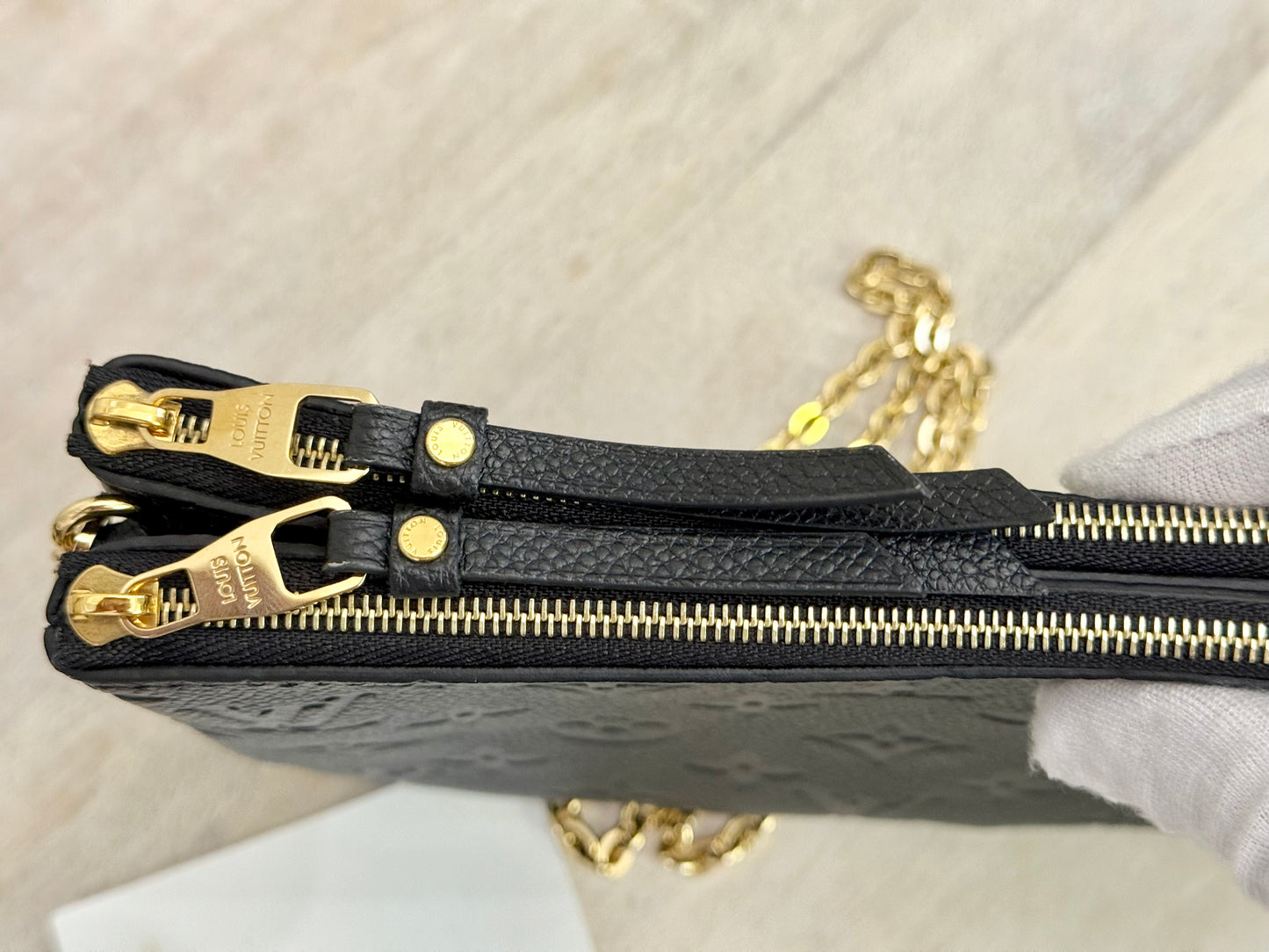 Louis Vuitton Double Zip Pochette Black Empreinte