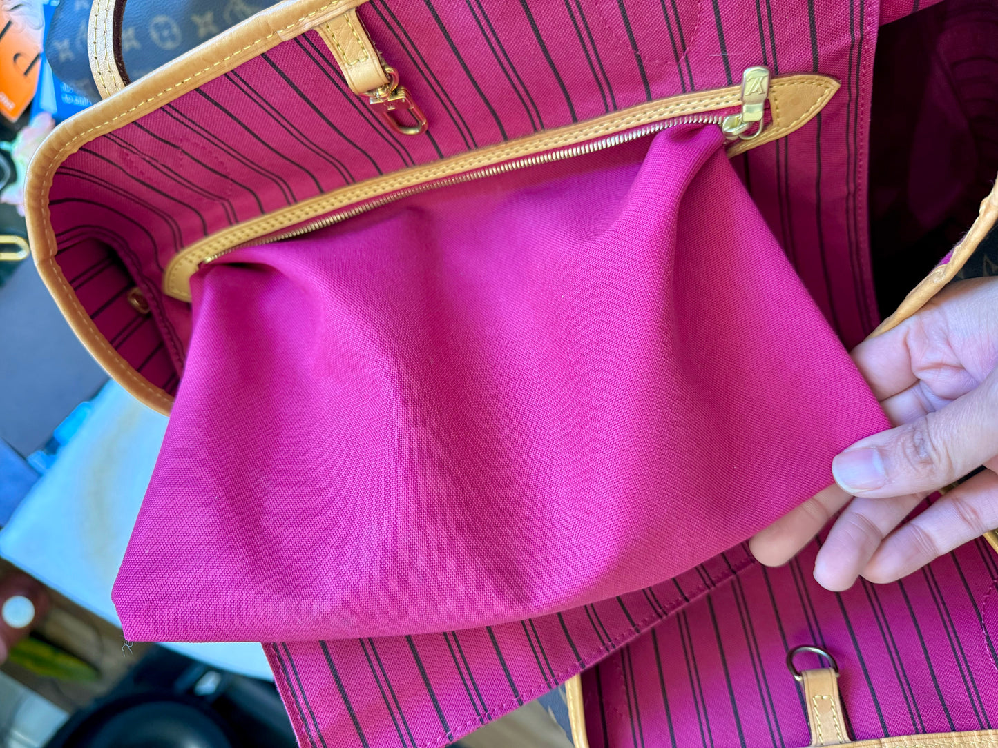 Louis Vuitton Neverfull GM Mono Pivoine Bag and Pouch