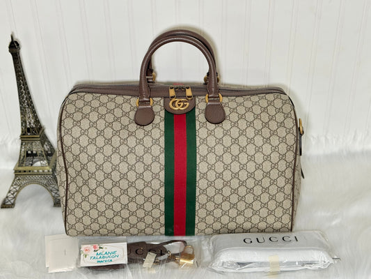 Gucci Ophidia GG Carry-On Supreme Beige Canvas Duffel/Luggage