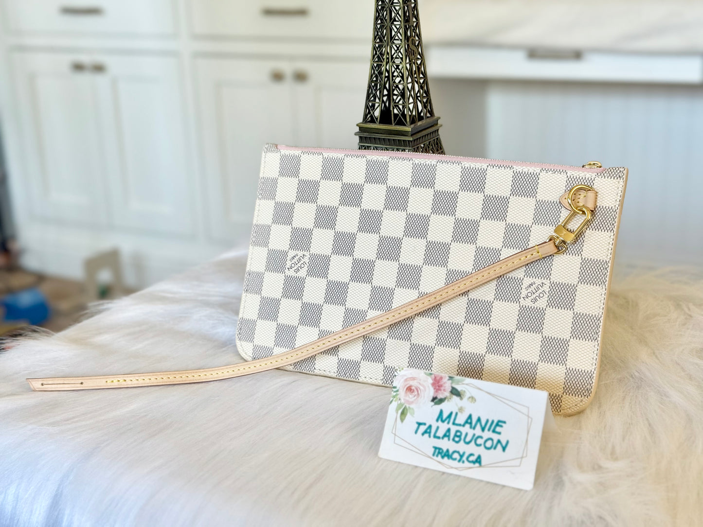 Louis Vuitton Neverfull MM/GM Damier Azur Rose Ballerine Pouch