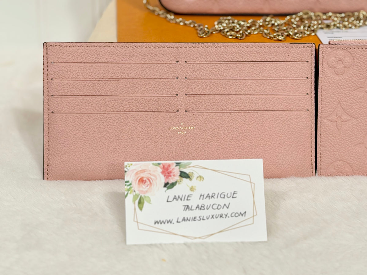 Louis Vuitton Felicie Pochette Empreinte Rose Poudre with Inserts