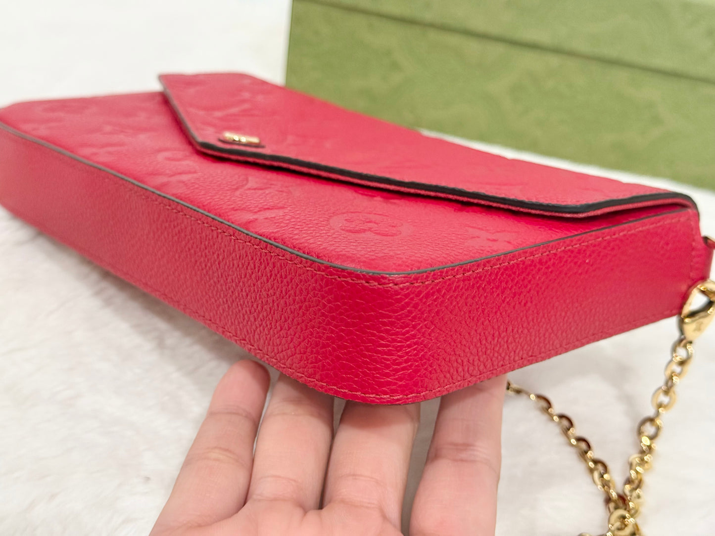 Louis Vuitton Felicie Pochette Mono Empreinte Scarlet Red