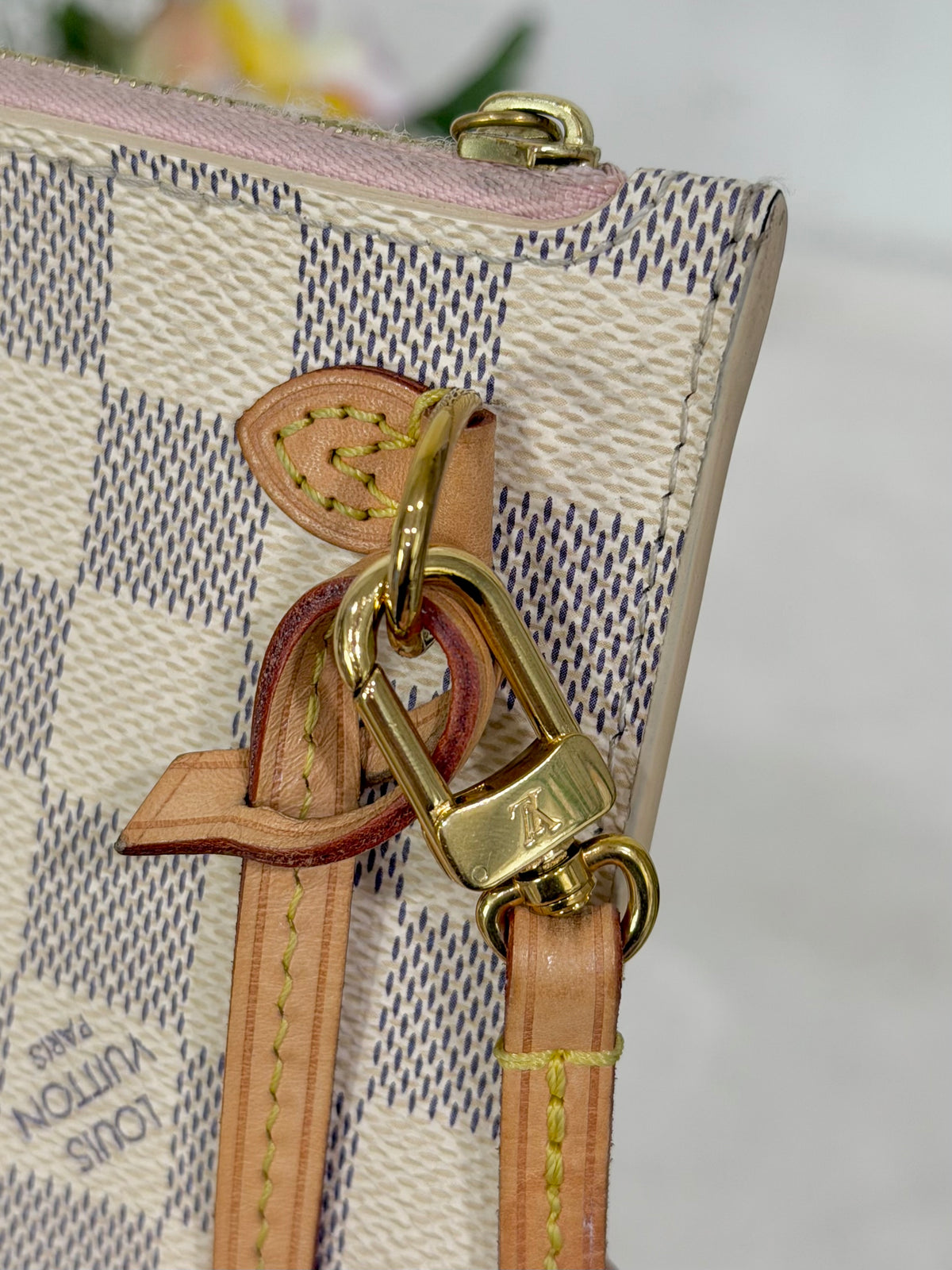 Louis Vuitton Neverfull MM/GM Damier Azur Rose Ballerine Pouch