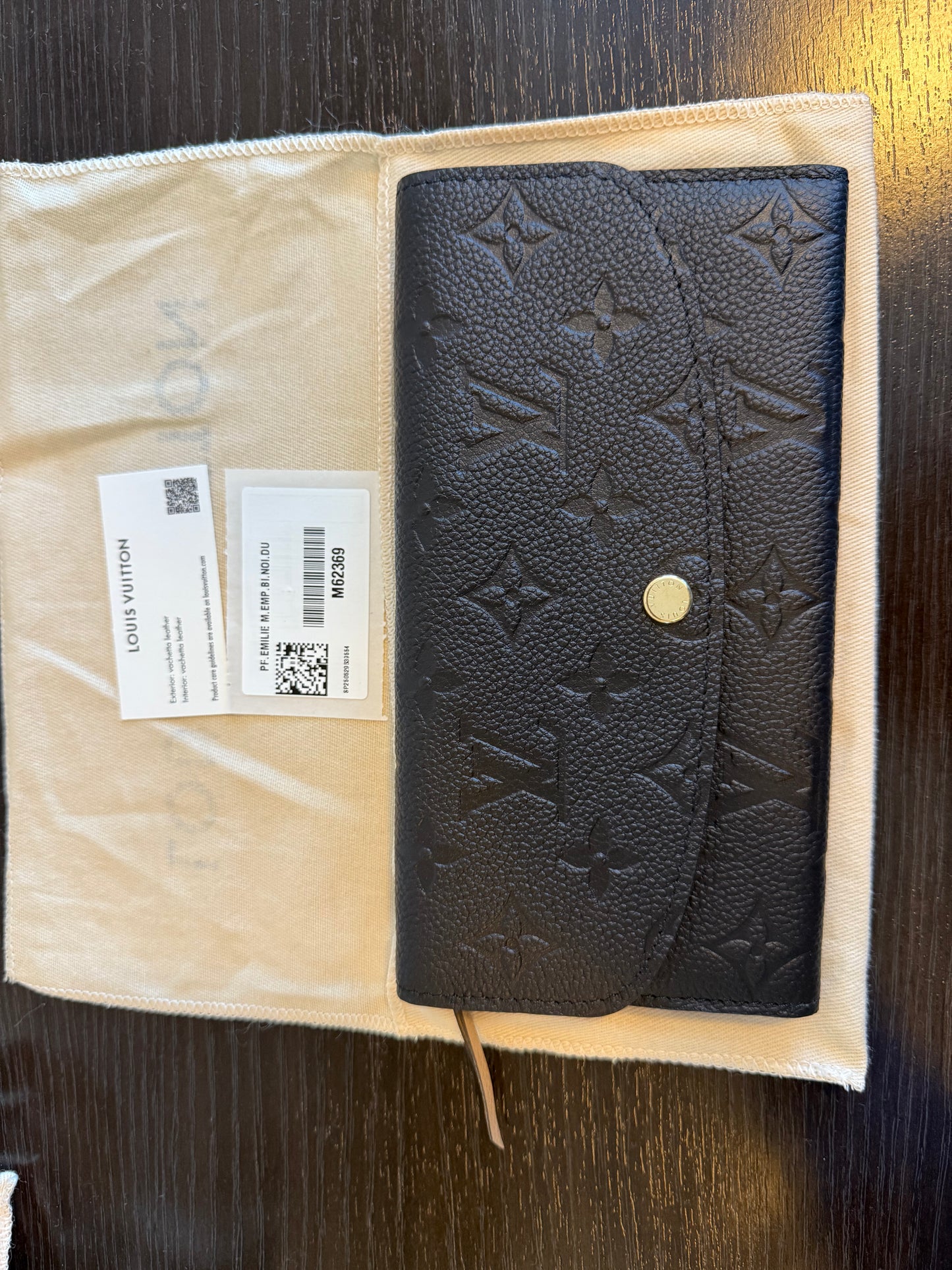 Louis Vuitton Emilie Black/Noir Empreinte Wallet