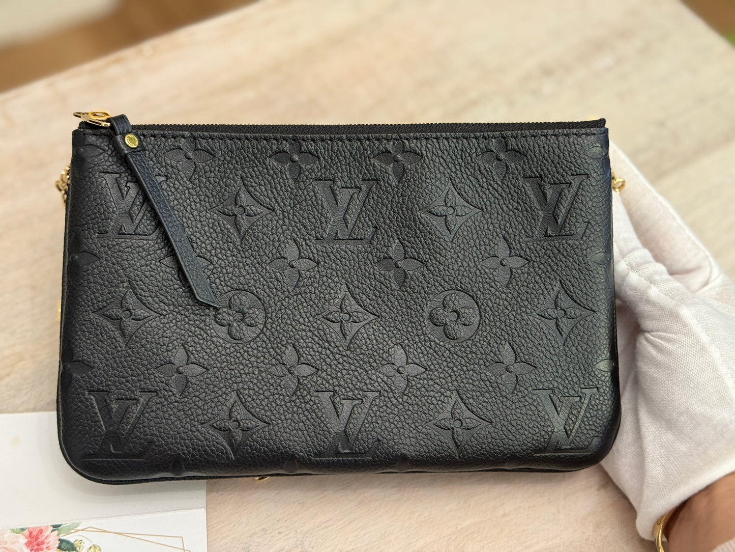 Louis Vuitton Double Zip Pochette Black Empreinte