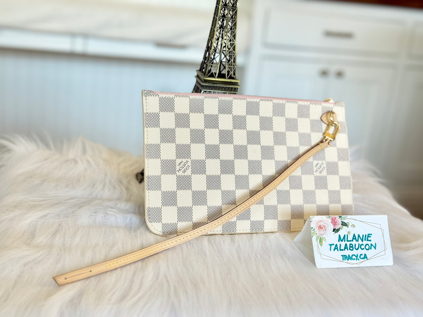 Louis Vuitton Neverfull MM/GM Damier Azur Rose Ballerine Pouch