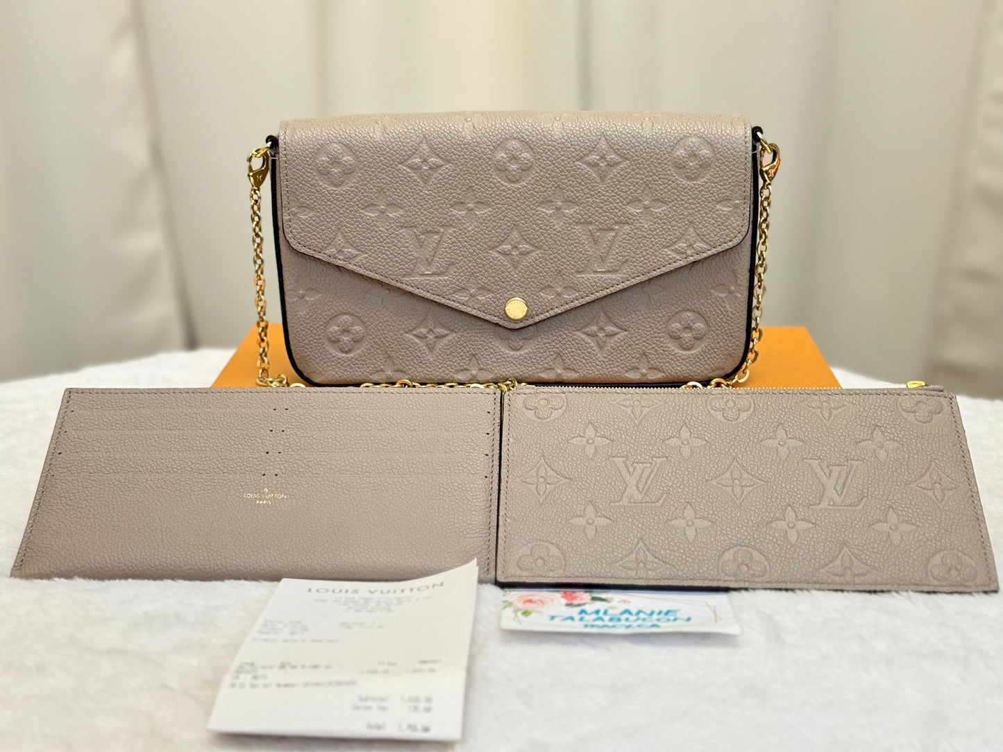 Louis Vuitton Felicie Pochette Empreinte Turtledove Full Set