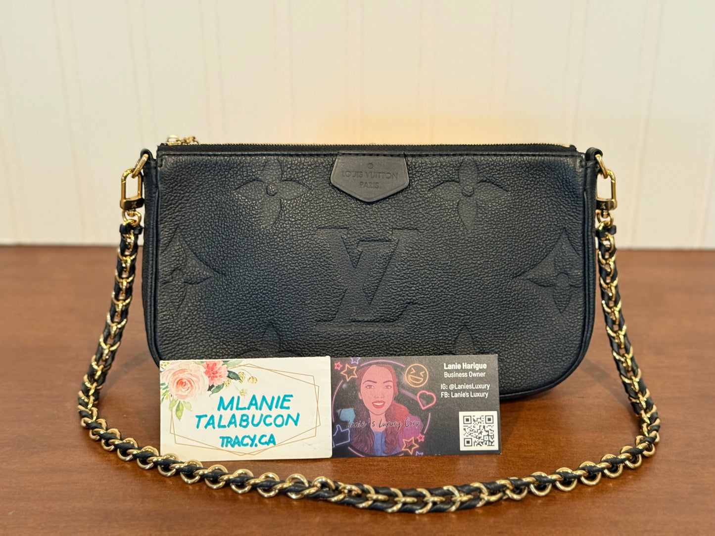 Louis Vuitton Large Pochette Mono Giant Black Empreinte with chain strap