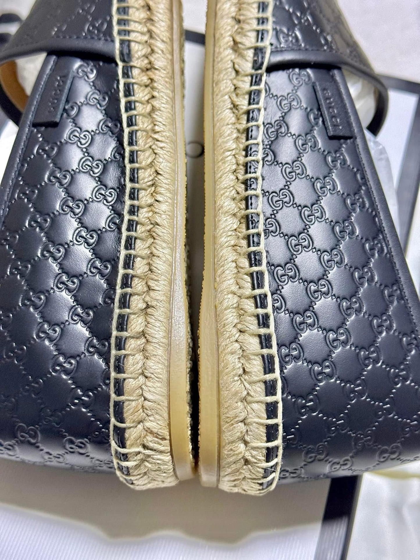 Gucci 567106 Microguccissima Black Leather Espadrilles Size 39.5