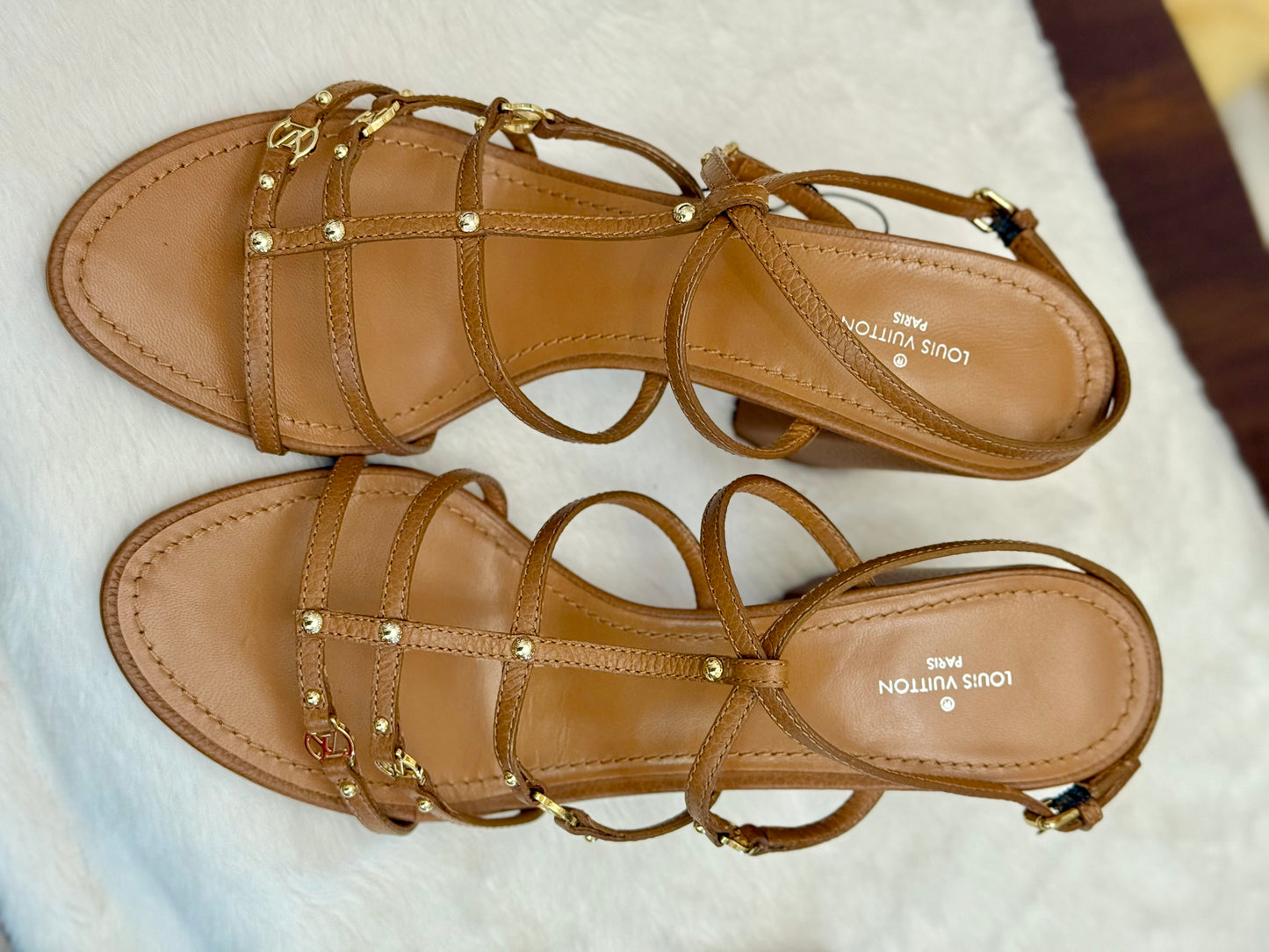 Louis Vuitton Roma Sandals Cognac Size 40