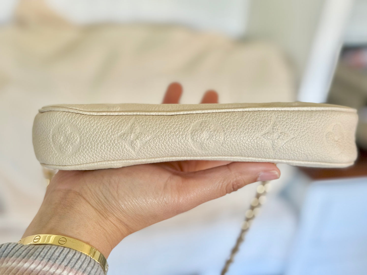 Louis Vuitton Small Pochette Giant Empreinte Cream from MPA