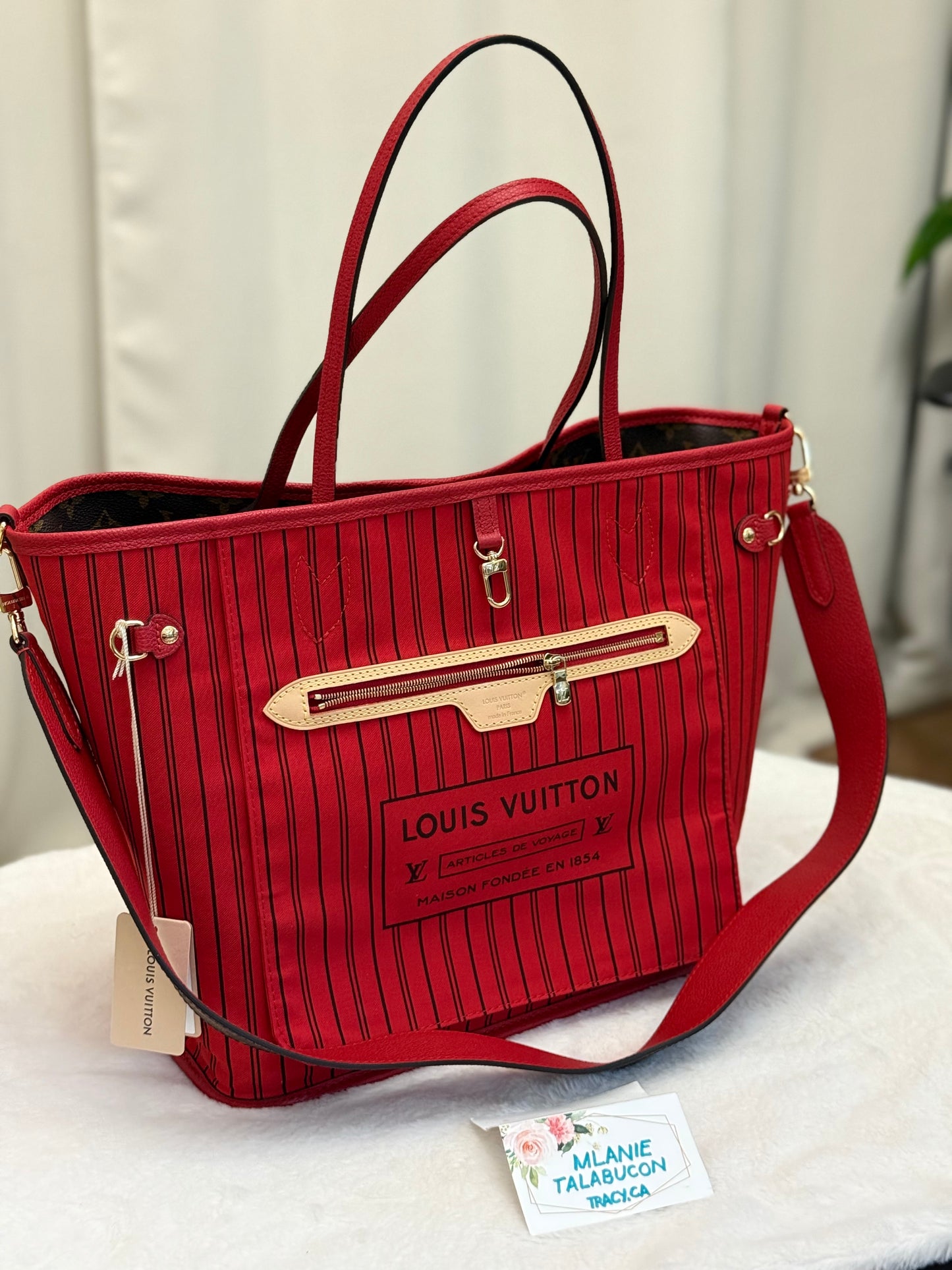 Louis Vuitton Neverfull MM Inside Out Bandouliere Safi Red