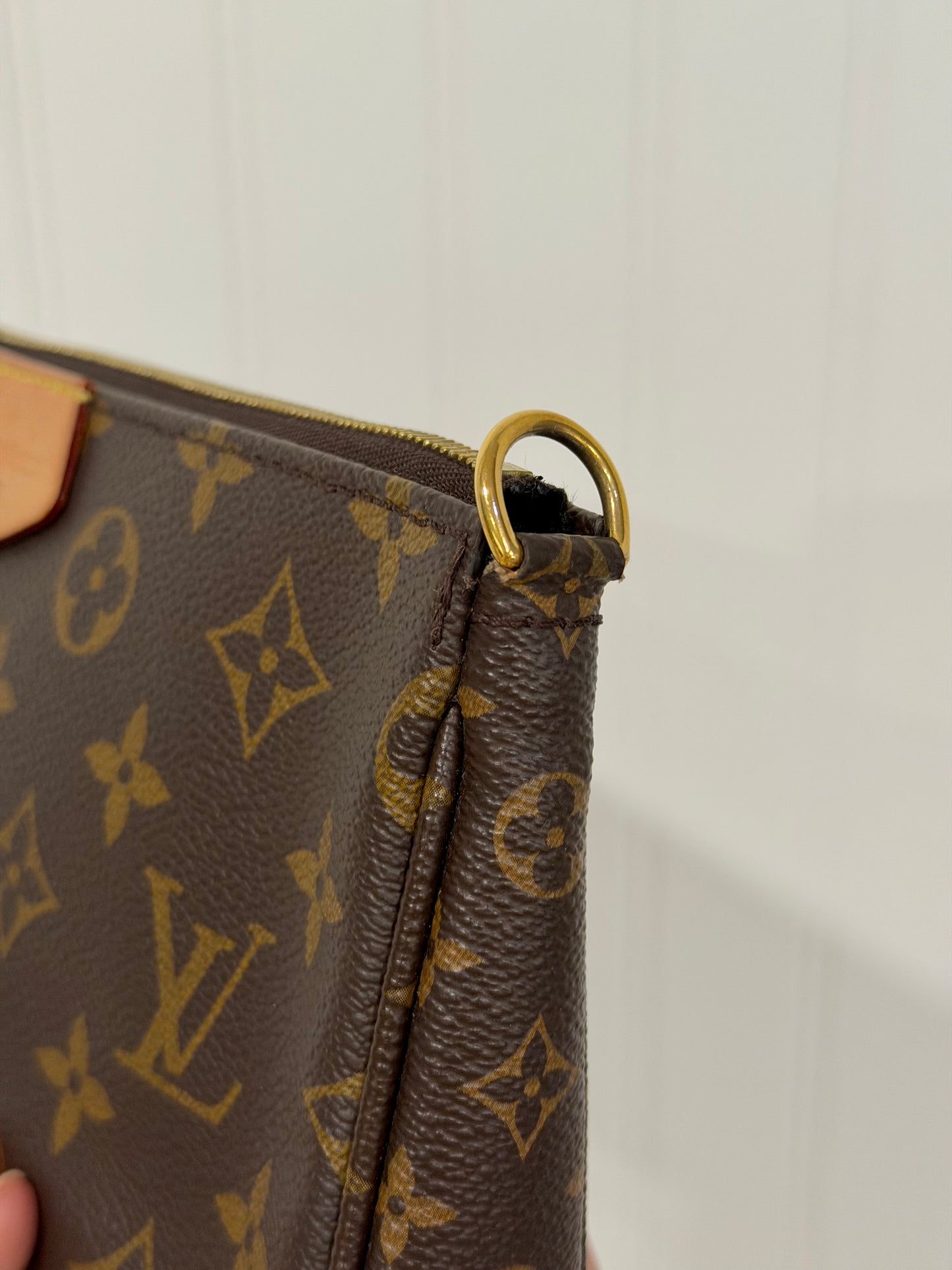 Louis Vuitton Multi Pochette Mono with Pink/Rose Adjustable Jacquard Strap