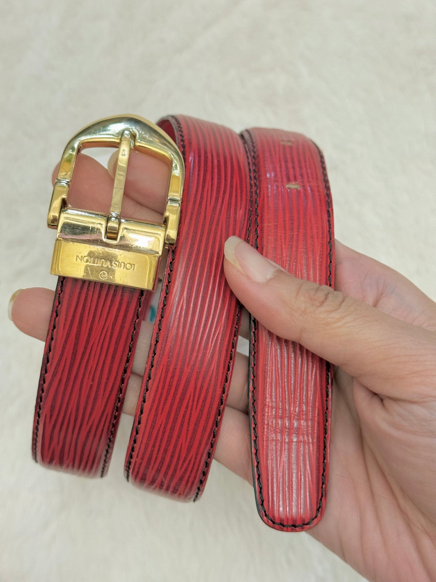 Red Epi Pochette Ceinture Tilsitt Belt and Pouch Vintage
