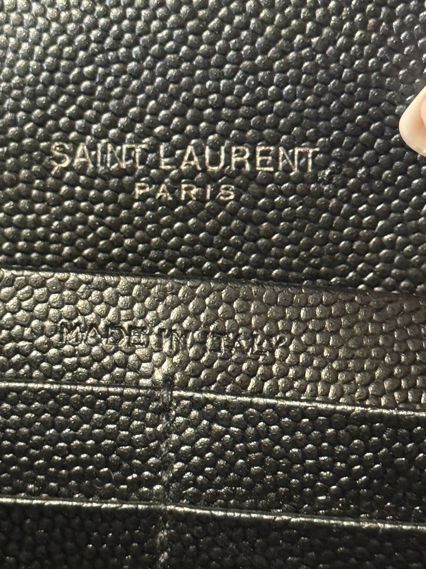 Yves Saint Laurent YSL Classic Cassandre Wallet on Chain in Black Grained de Poudre Leather Black HW