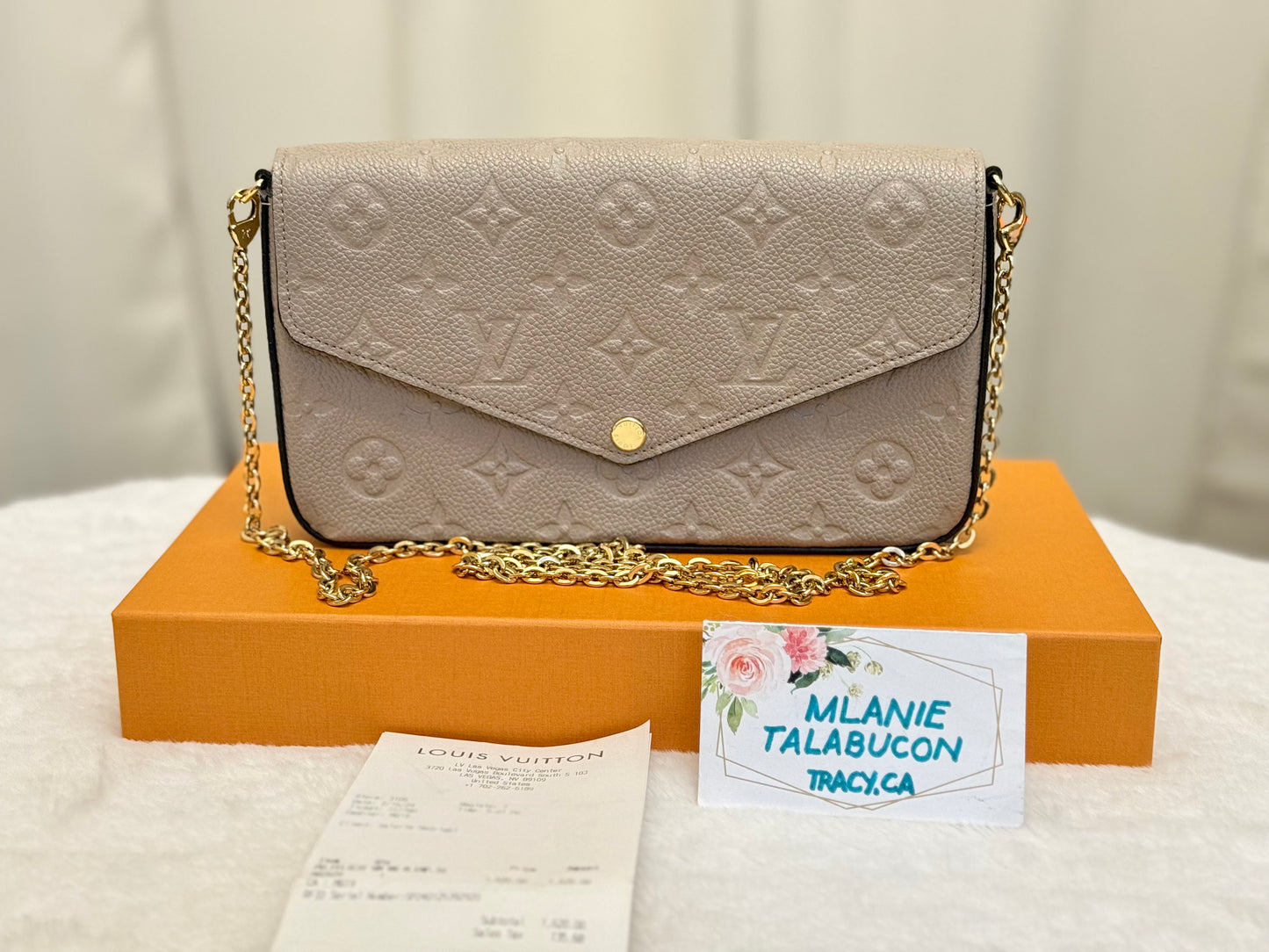 Louis Vuitton Felicie Pochette Empreinte Turtledove Full Set