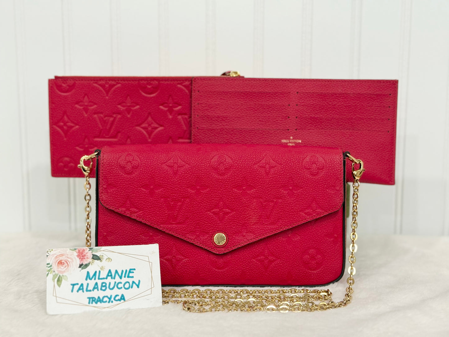 Louis Vuitton Felicie Pochette Mono Empreinte Scarlet Red
