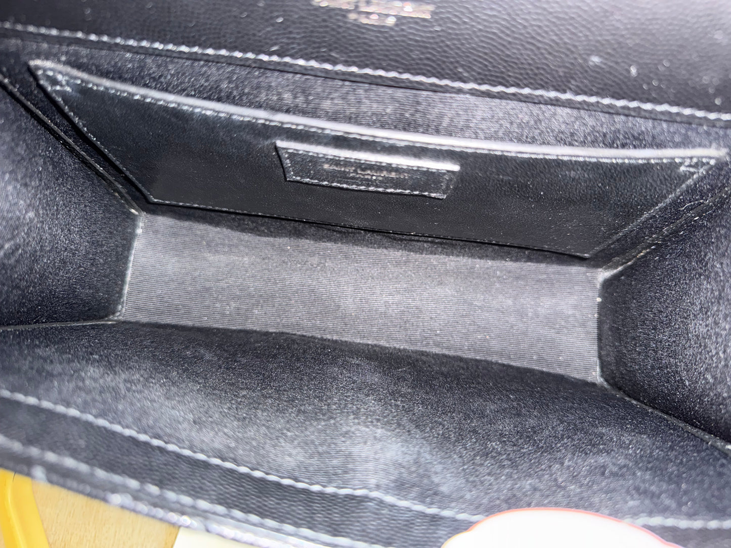 Yves Saint Laurent BLACK ENVELOPE MEDIUM IN QUILTED GRAIN DE POUDRE EMBOSSED LEATHER BLACK HW
