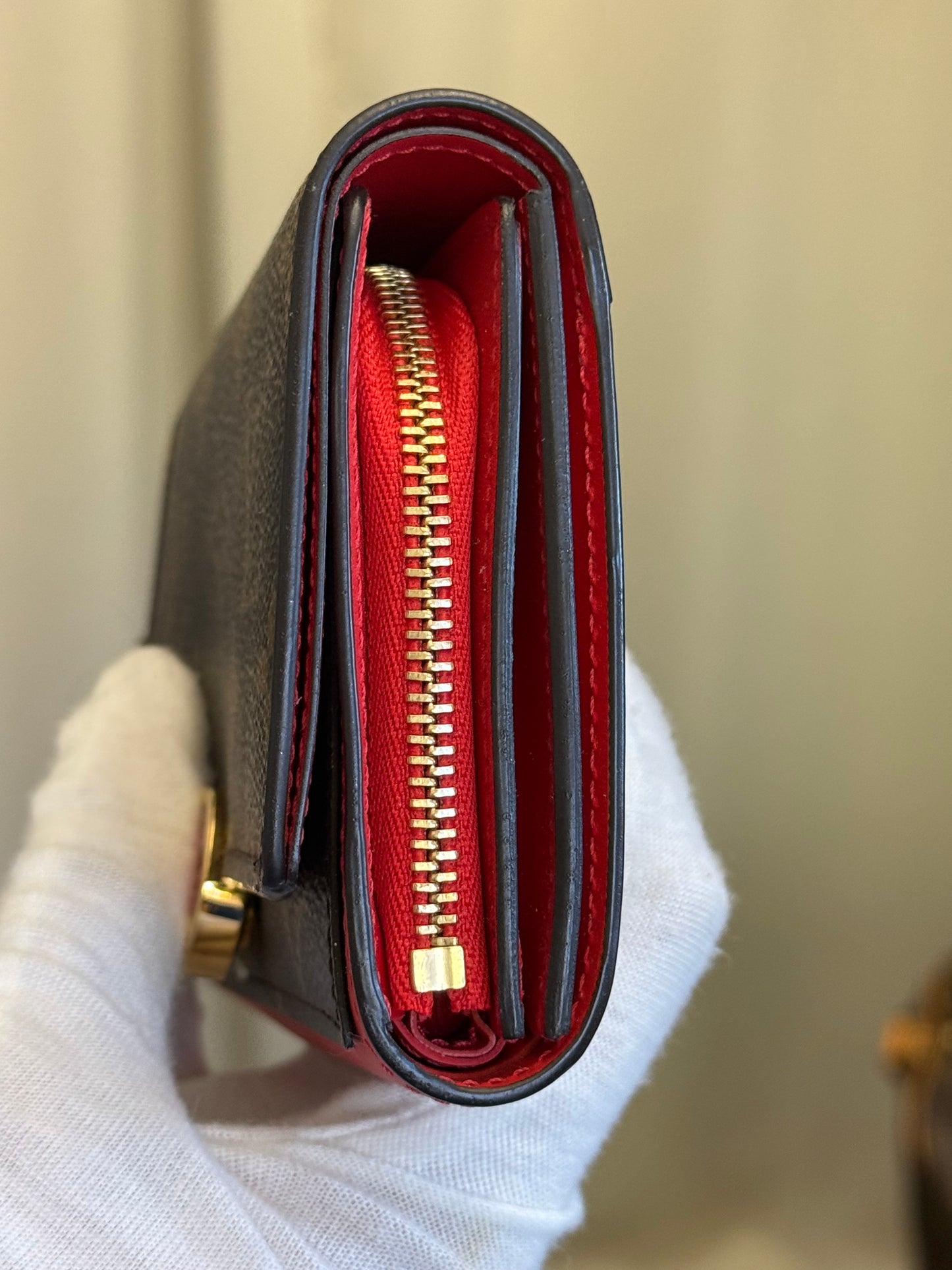 Louis Vuitton Flore Small/Compact Mono with Red Leather Wallet