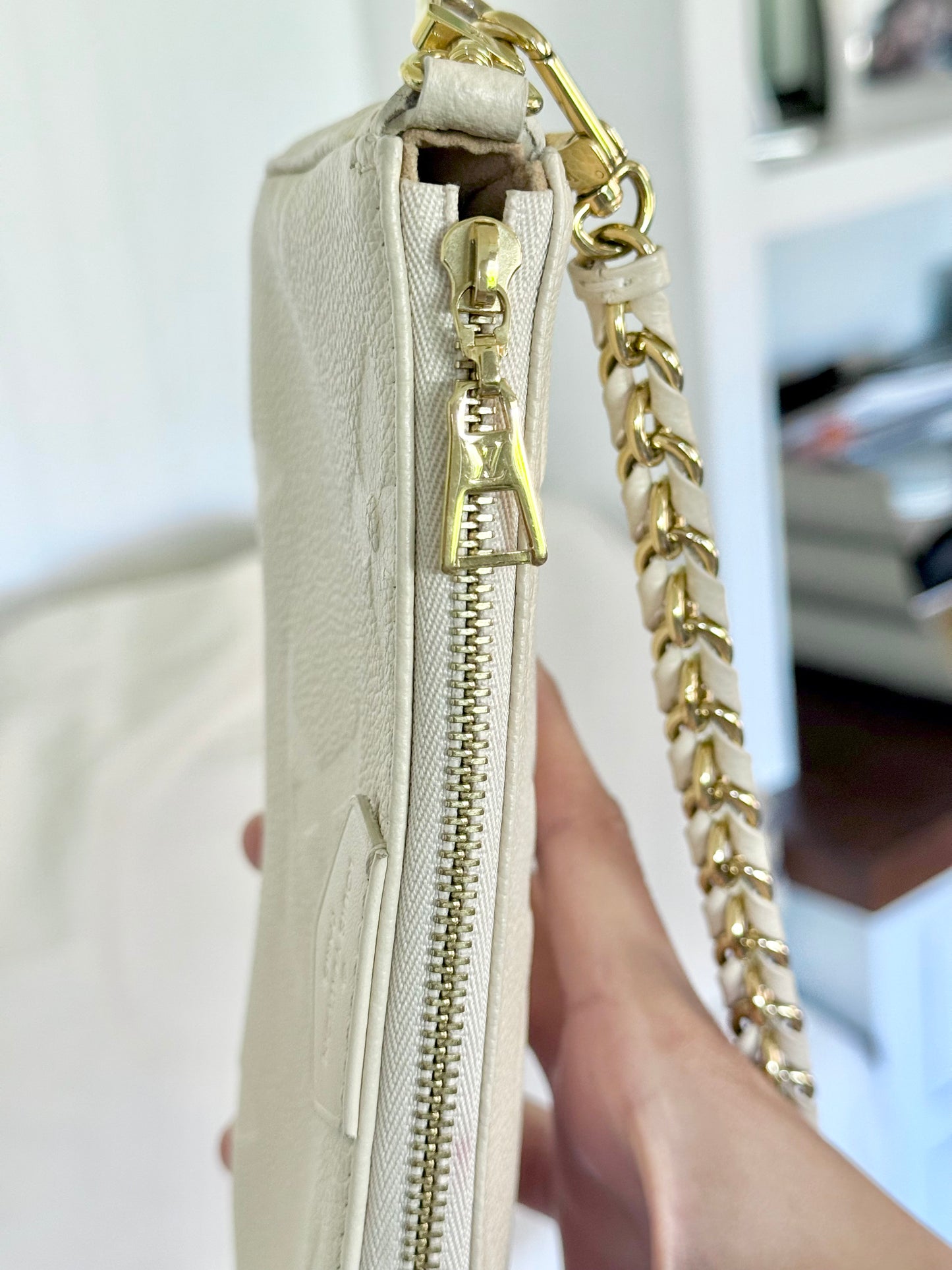 Louis Vuitton Small Pochette Giant Empreinte Cream from MPA