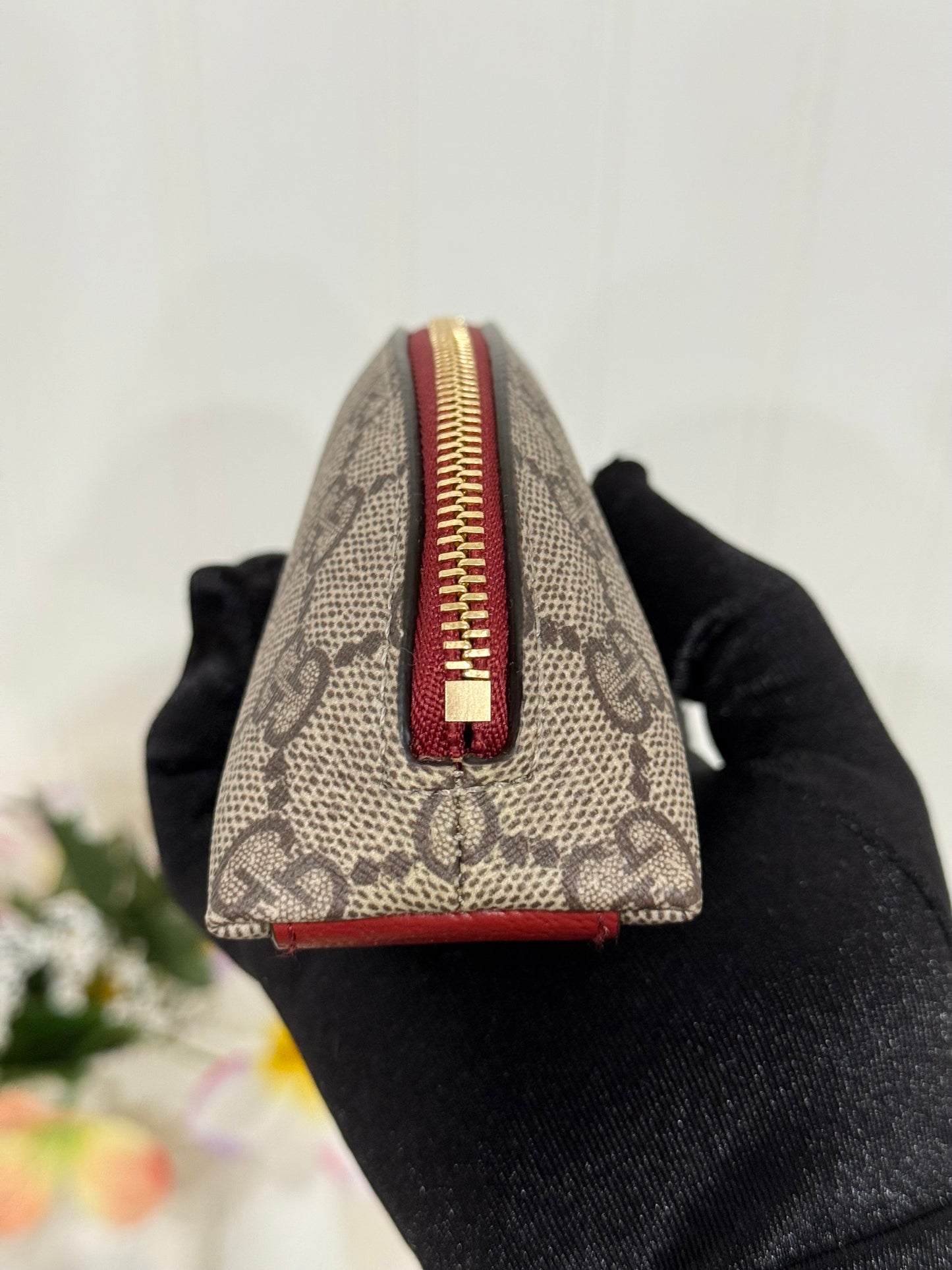 Gucci Beige/Ebony GG Coated Canvas Fabric Cat Pencil Case
