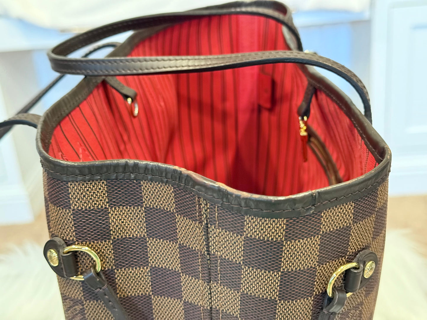Louis Vuitton Neverfull MM Damier Ebene Cerise