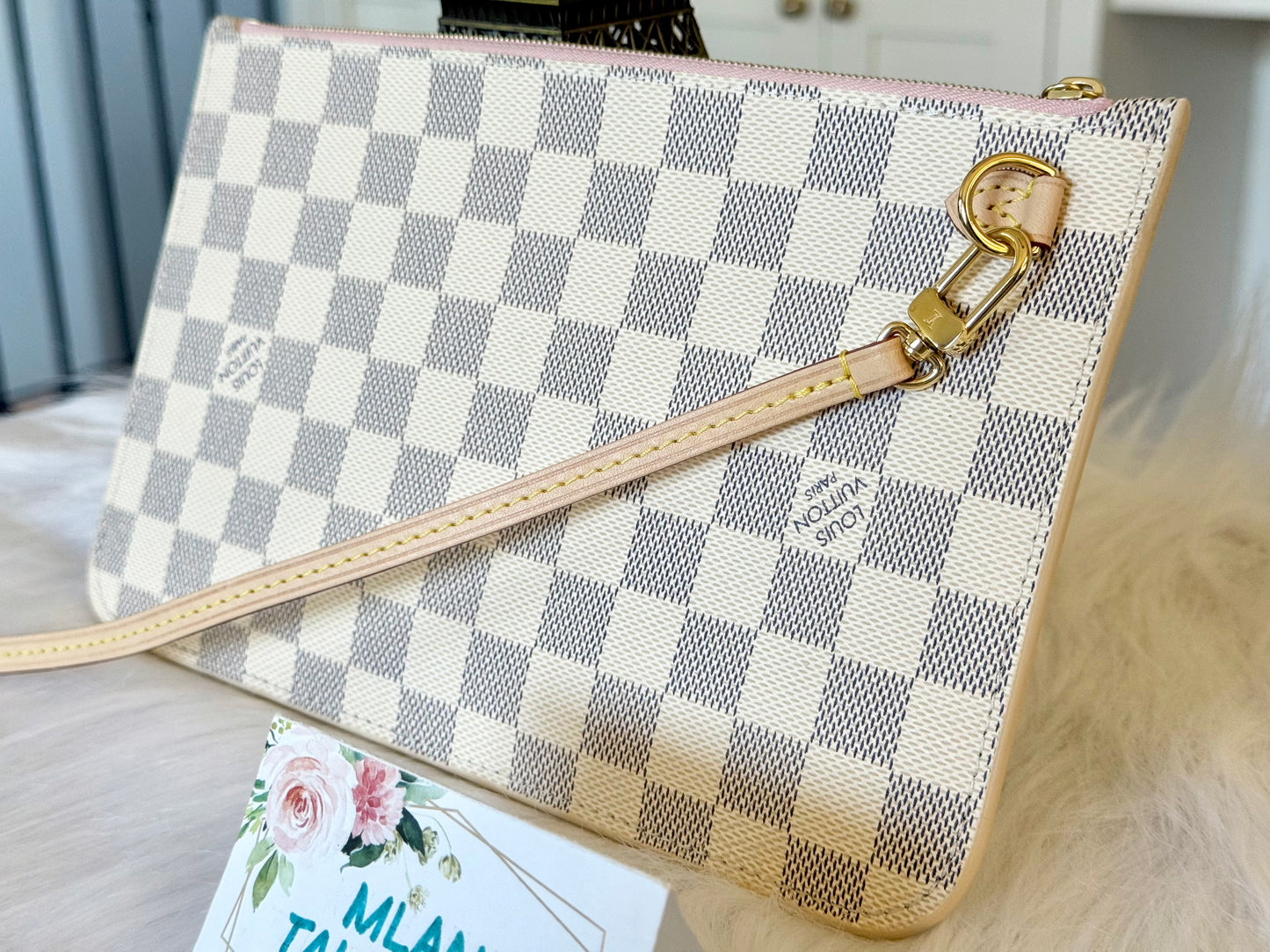 Louis Vuitton Neverfull MM/GM Damier Azur Rose Ballerine Pouch