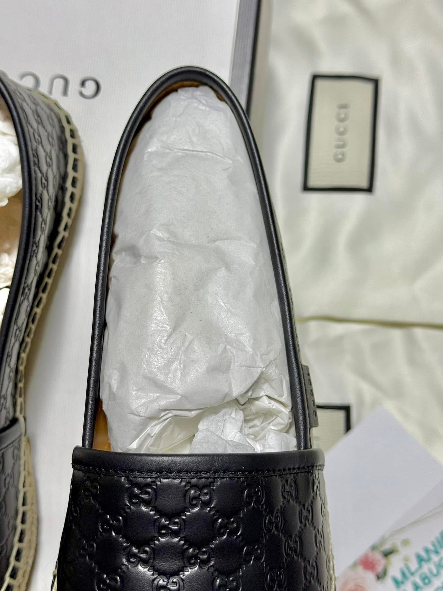 Gucci 567106 Microguccissima Black Leather Espadrilles Size 39.5