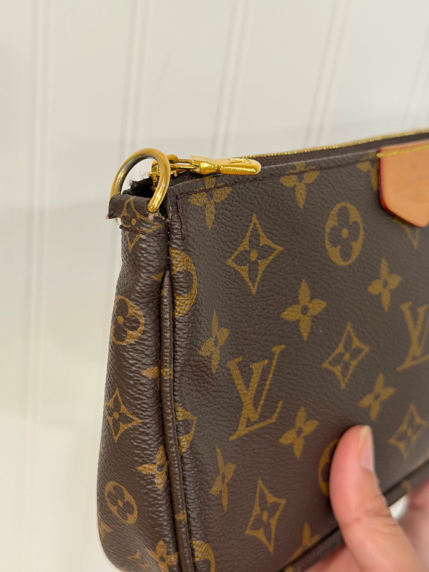 Louis Vuitton Multi Pochette Mono with Pink/Rose Adjustable Jacquard Strap