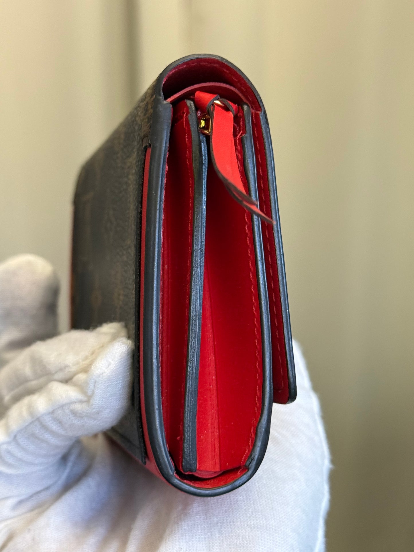 Louis Vuitton Flore Small/Compact Mono with Red Leather Wallet