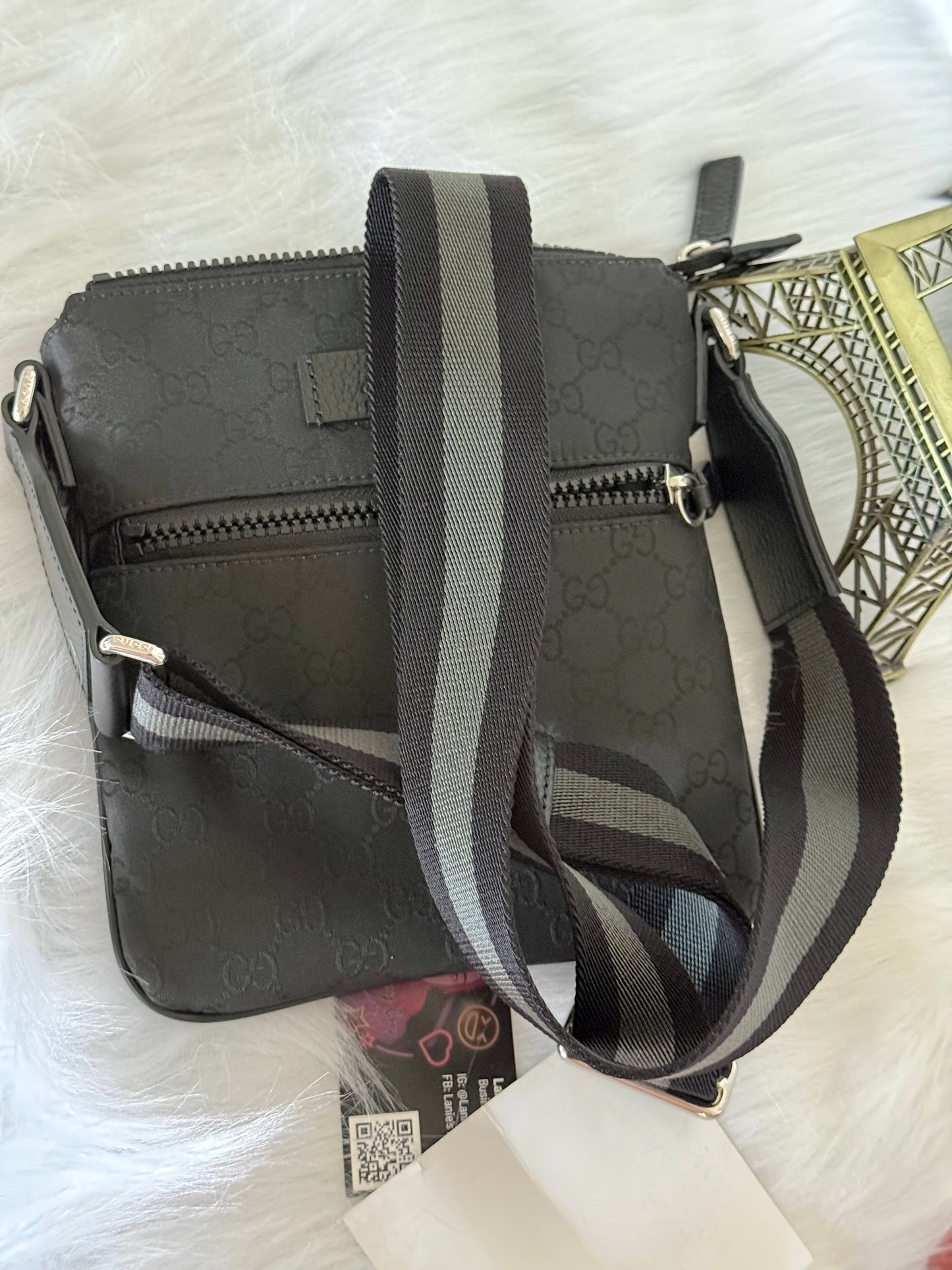 Gucci Nylon GG Canvas Messenger Bag Black 449183