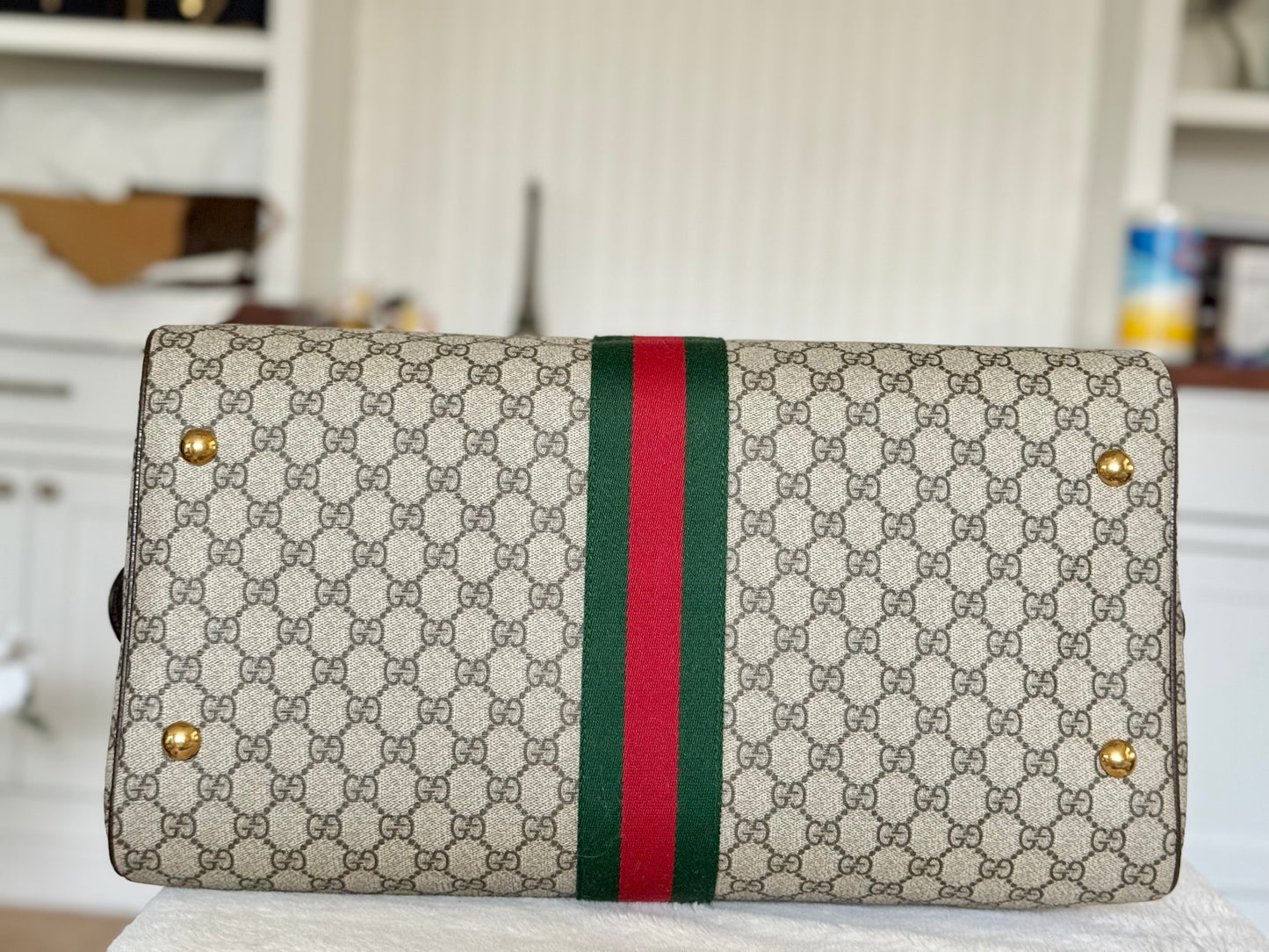 Gucci Ophidia GG Carry-On Supreme Beige Canvas Duffel/Luggage