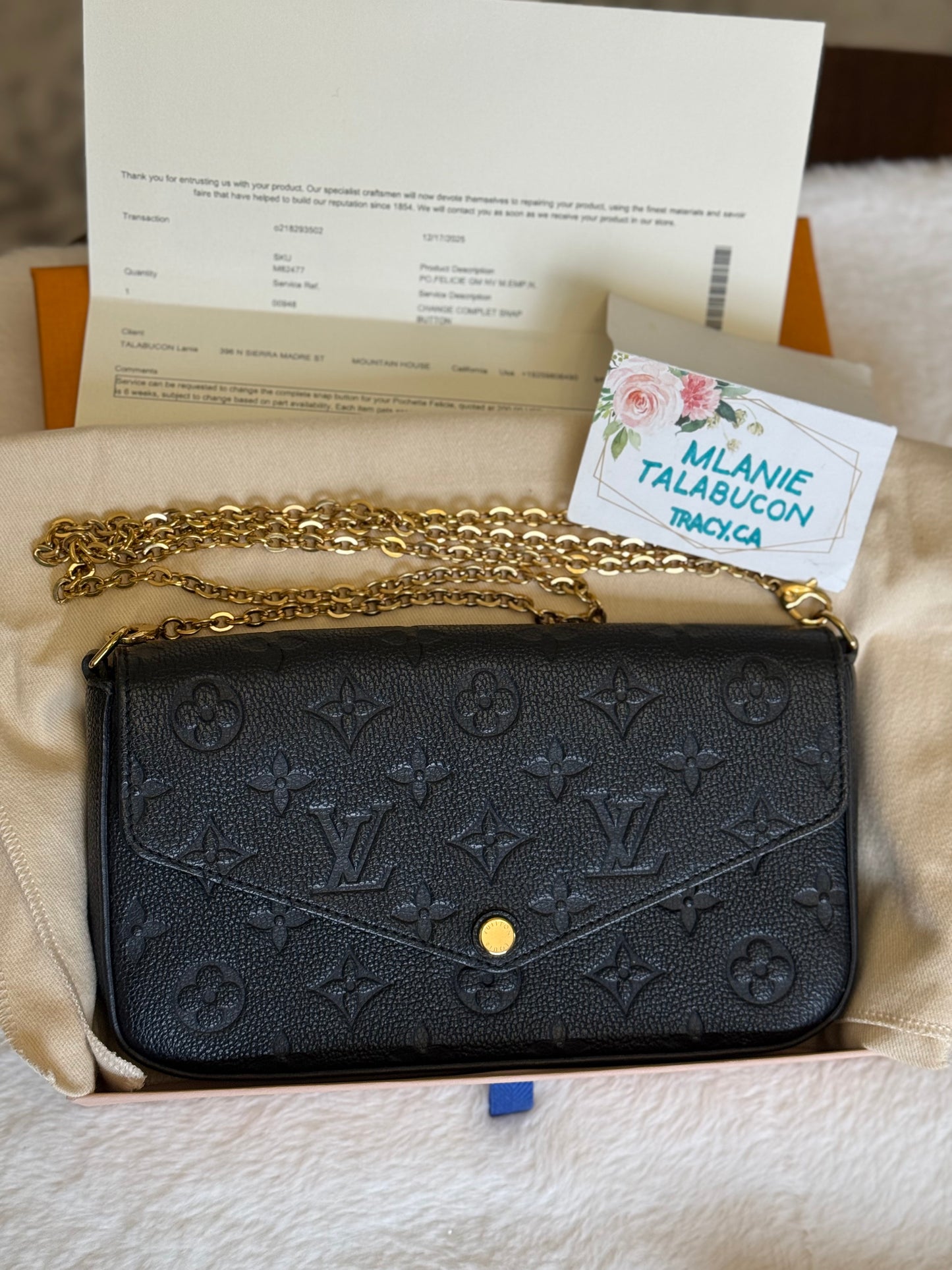 Louis Vuitton Felicie Pochette Black Mono Empreinte